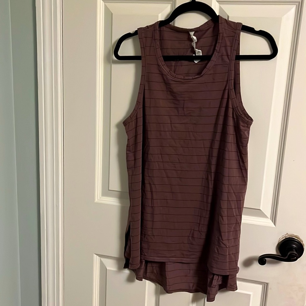 Lululemon striped hip length pima cotton tunic with side slits sz M